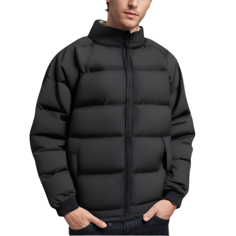 Men’s Fleece Lined Puffer Jacket | Warm Windproof Winter Coat