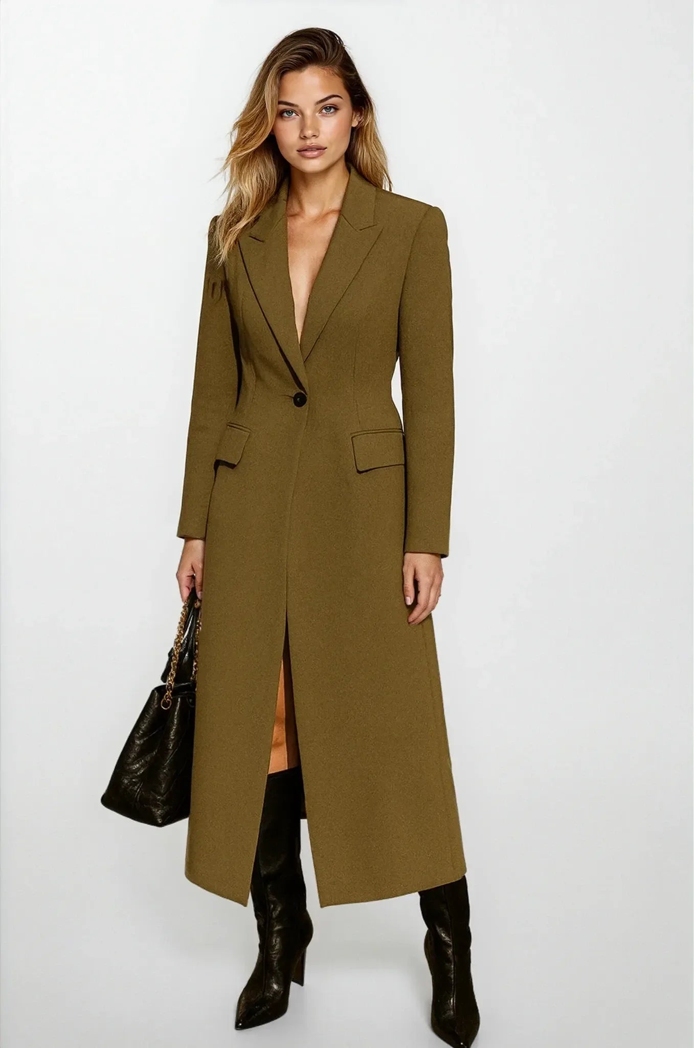 Women’s Long Wool Trench Coat | Classic Belted Winter Jacket