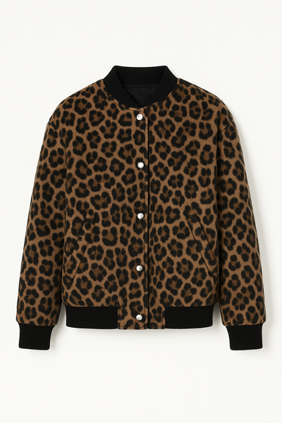 Women’s Leopard Print Bomber Jacket | Faux Fur Winter Coat