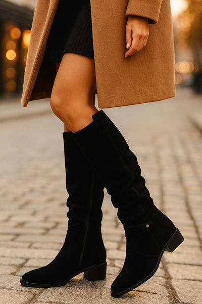 Women’s Knee High Suede Boots | Orthopaedic Faux Suede Design