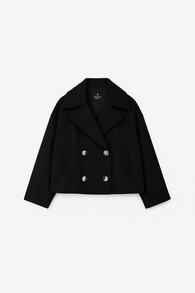 Women’s Short Wool Blend Coat | Double Breasted Winter Jacket