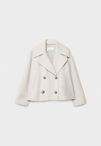 Women’s Short Wool Blend Coat | Double Breasted Winter Jacket