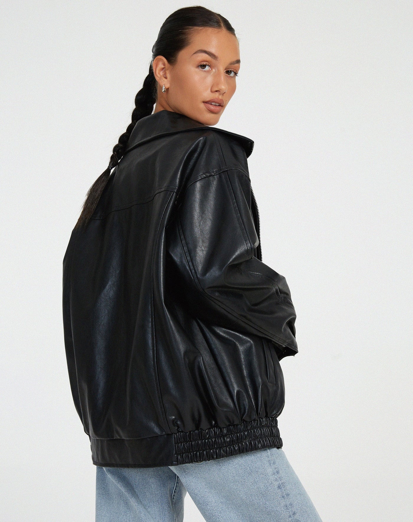 Women’s Oversized Leather Jacket | PU Faux Leather Biker Style