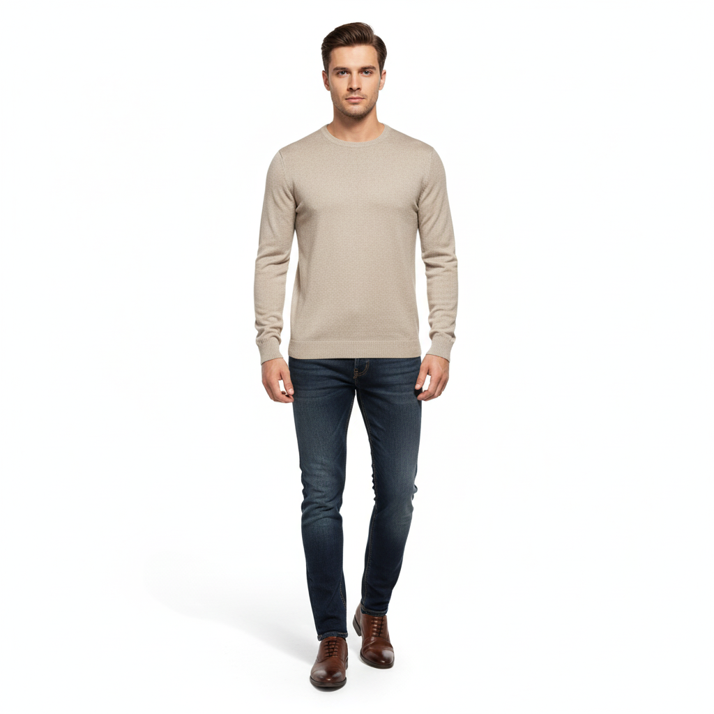 Men’s Knitted Pullover | Soft Cotton Crew Neck