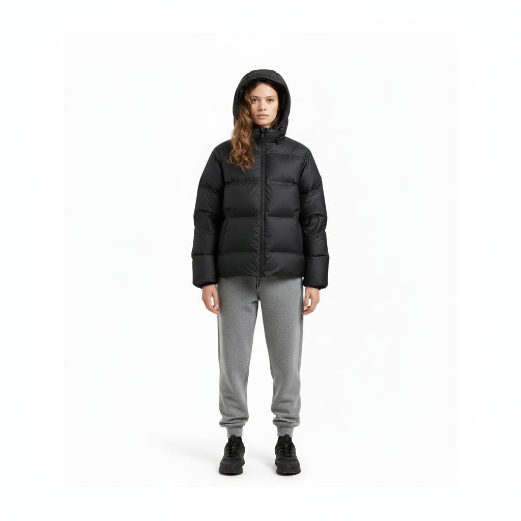 Women’s Black Down Jacket with Hood | Warm & Lightweight