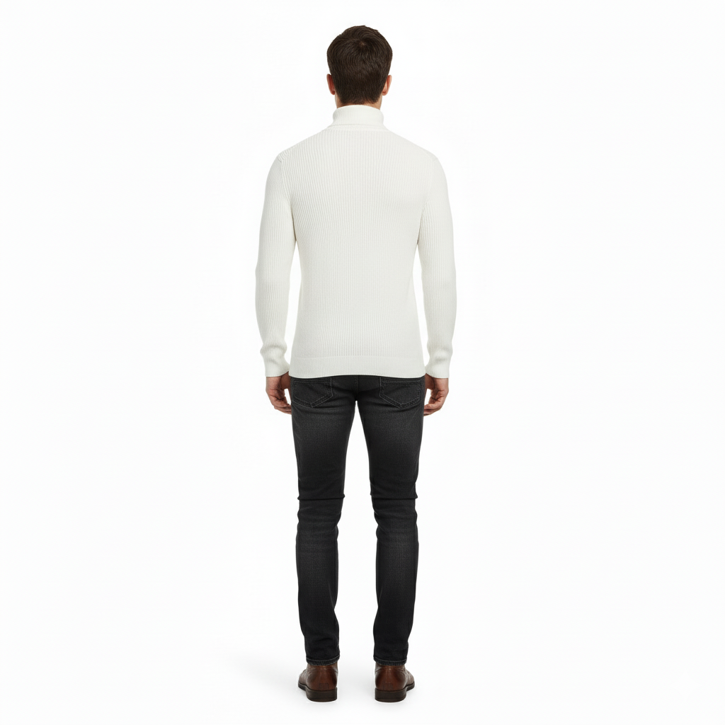 Men’s Turtleneck Jumper | Washable Cotton Knit