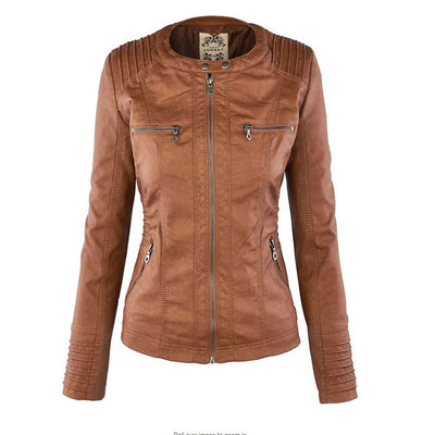 Women’s Waterproof Leather Jacket with Hood | Weather Resistant