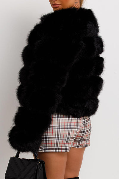 Women’s Black Faux Fur Coat | Soft Hook Fastening Winter Jacket