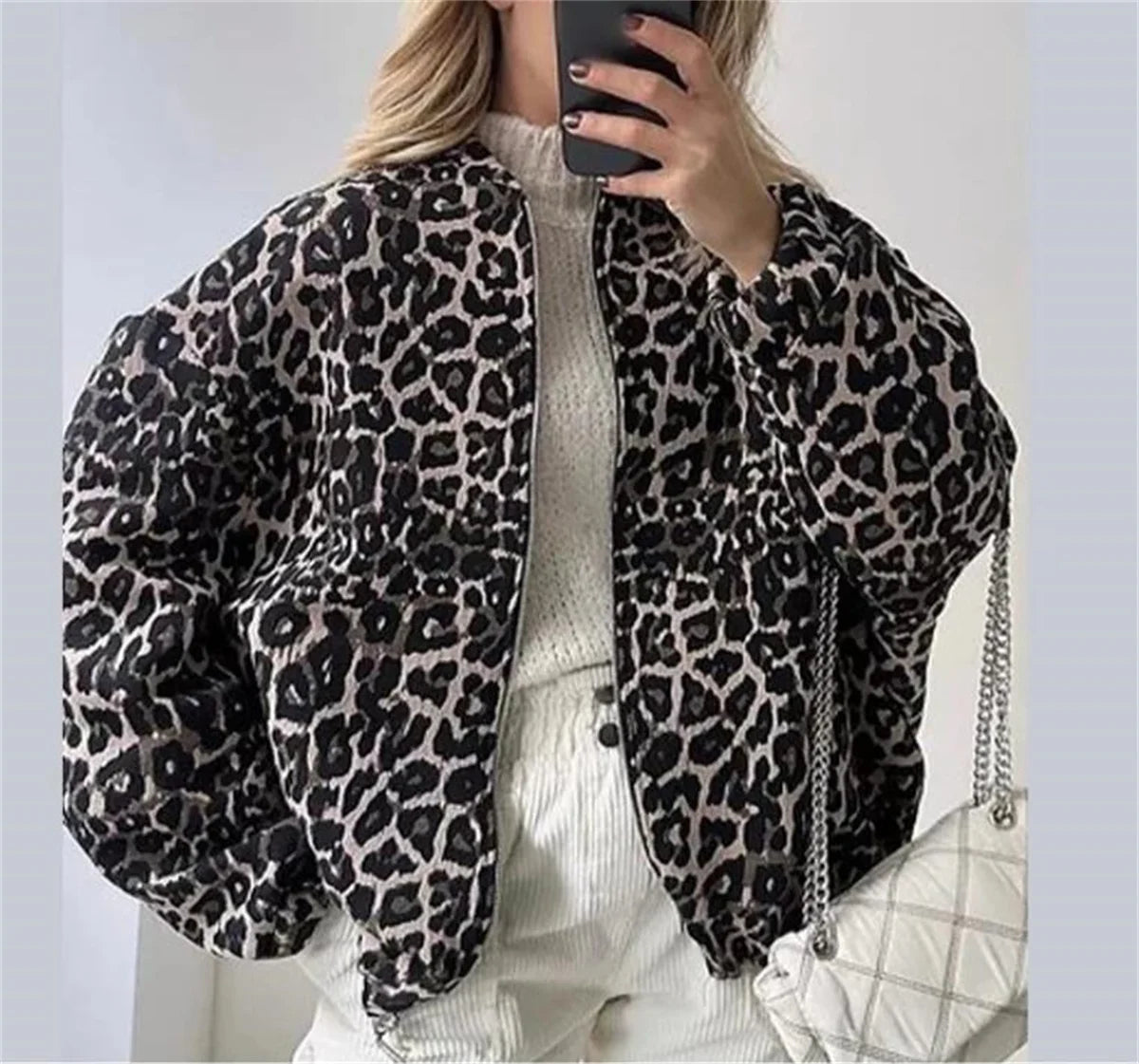 Women’s Leopard Print Bomber Jacket | Trendy Lightweight Outerwear