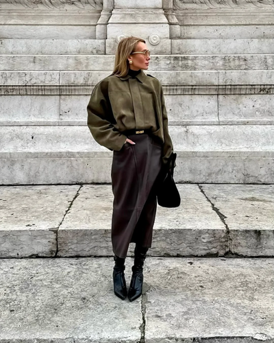 Women’s Suede Leather Jacket | Oversized Warm Winter Coat