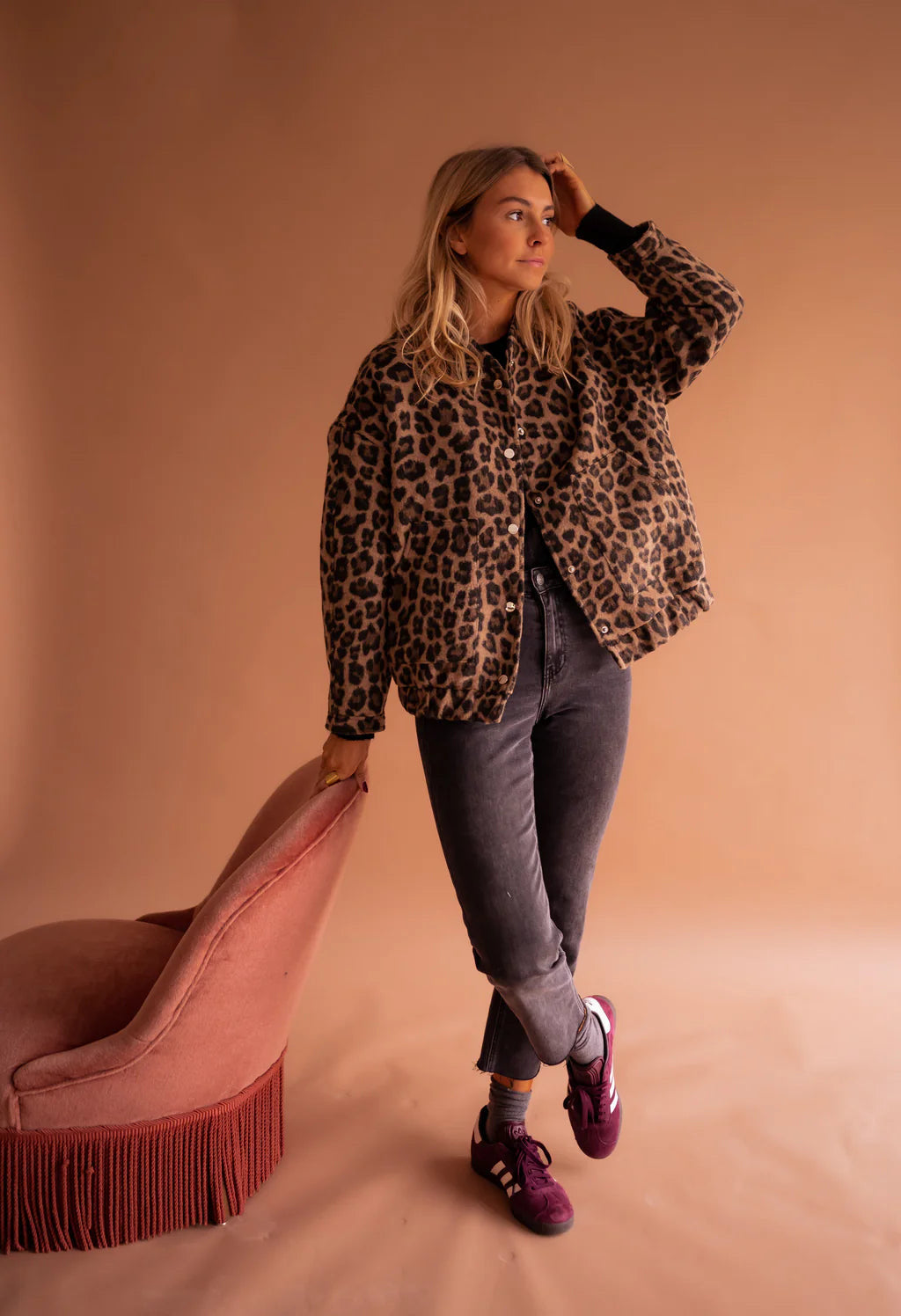 Women’s Leopard Print Bomber Jacket | Faux Fur Winter Coat