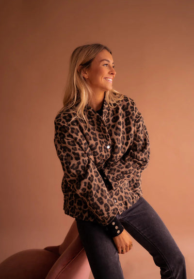 Women’s Leopard Print Bomber Jacket | Faux Fur Winter Coat