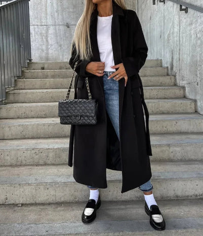 Women’s Long Belted Coat | Double Breasted Winter Trench