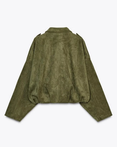 Women’s Suede Leather Jacket | Oversized Warm Winter Coat