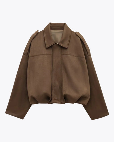 Women’s Suede Leather Jacket | Oversized Warm Winter Coat