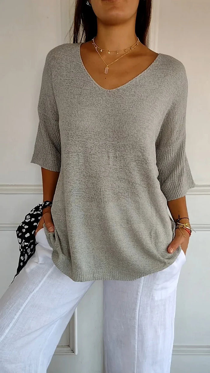 Women’s Knitted V-Neck Top | Soft Sleeveless Pullover