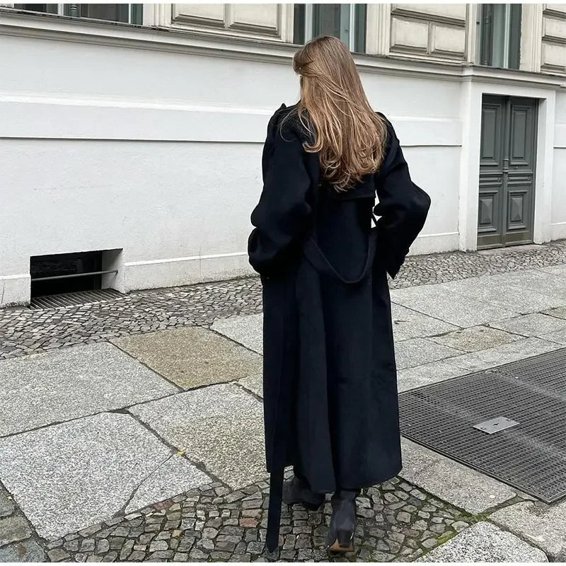 Women’s Oversized Wool Coat | Long Double Breasted Winter Jacket