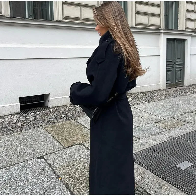 Women’s Oversized Wool Coat | Long Double Breasted Winter Jacket
