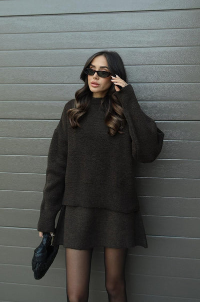 Women’s Knitted Co-ord Set | Long Sleeve Top & Skirt