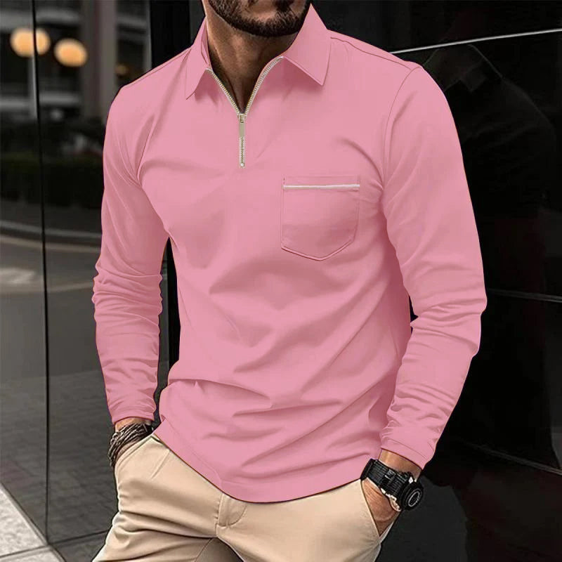 Men’s Long Sleeve Polo Shirt | Chest Pocket Design