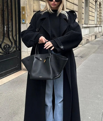 Women’s Oversized Wool Coat | Long Double Breasted Winter Jacket