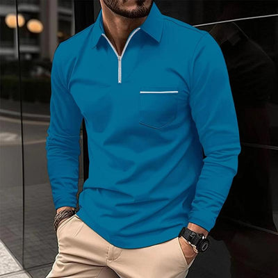 Men’s Long Sleeve Polo Shirt | Chest Pocket Design